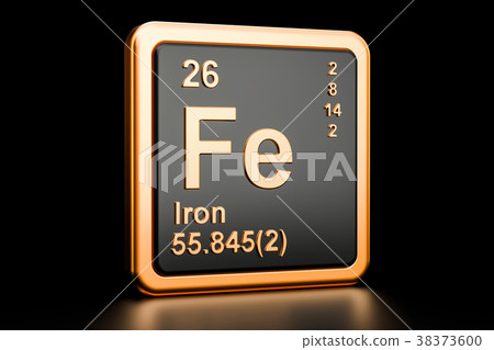 Ferrum iron Fe chemical element. 3D rendering 38373600