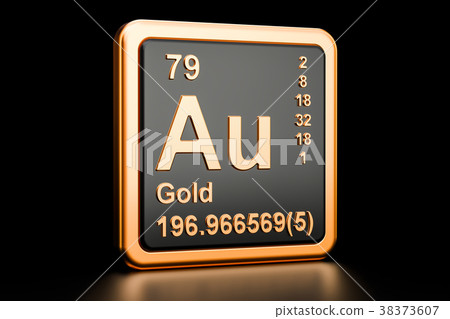 Gold aurum Au chemical element. 3D rendering 38373607