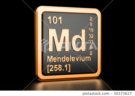 Mendelevium Md chemical element. 3D rendering 38373627