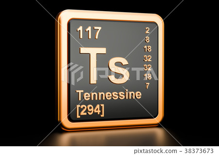 Tennessine Ts chemical element. 3D rendering 38373673