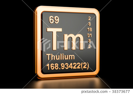 Thulium Tm chemical element. 3D rendering 38373677