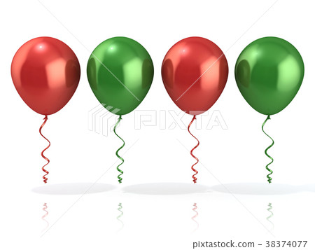 Red and green balloons, isolated 38374077