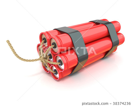 Red dynamite sticks - TNT with wick. 3D 38374236