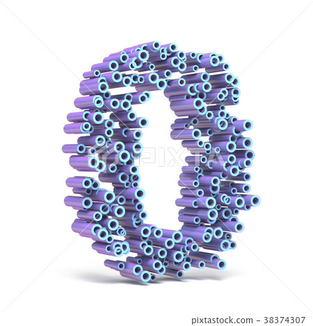 Purple blue font made of tubes NUMBER ZERO 0 3D Purple blue font made of tubes NUMBER ZERO 0 3D 38374307