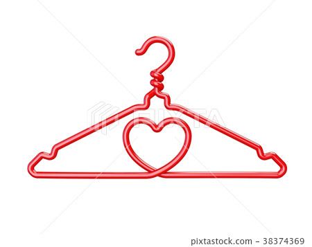 Red wire clothes hangers heart shaped 3D 38374369