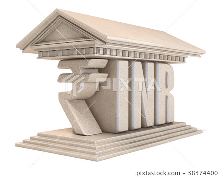 Indian Rupee INR currency sign temple 3D 38374400