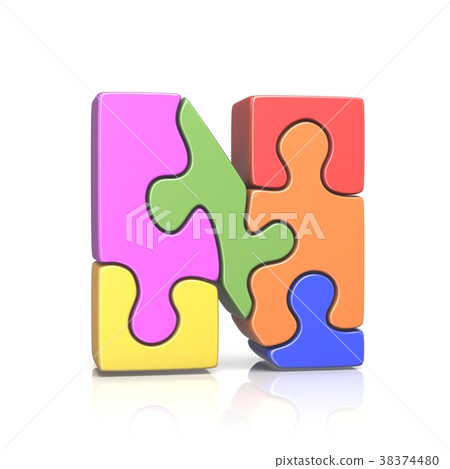 Puzzle jigsaw letter N 3D Puzzle jigsaw letter N 3D 38374480