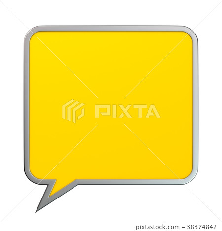 Orange, square, blank speech bubble. 3D 38374842