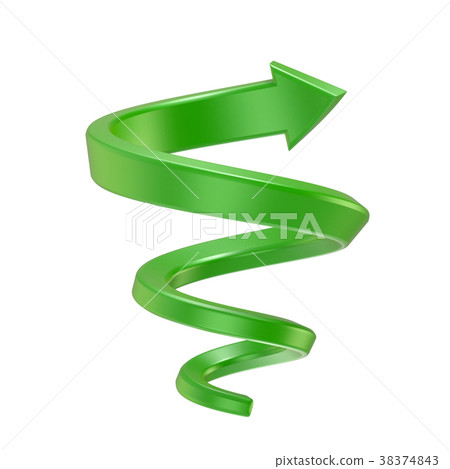 Green spiral arrow. Side view. 3D Green spiral arrow. Side view. 3D 38374843