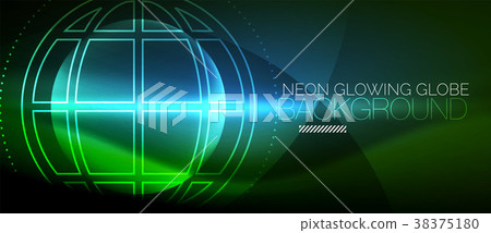 Techno globe concept, neon glow planet Techno globe concept, neon glow planet 38375180