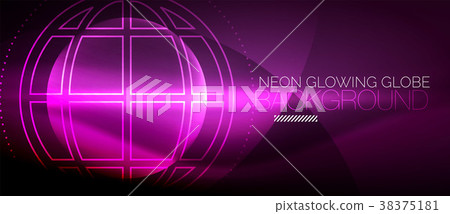 Techno globe concept, neon glow planet Techno globe concept, neon glow planet 38375181