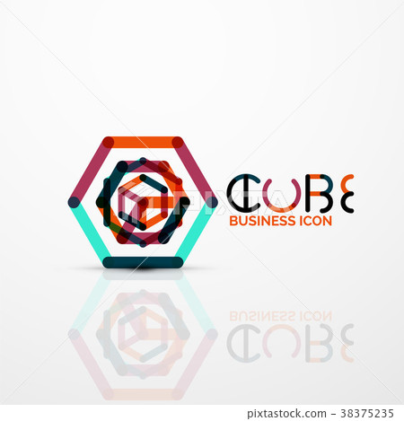 Cube idea concept logo, line Cube idea concept logo, line 38375235