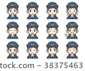 Expression variations of female police officer 38375463