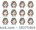 -Young woman facial expression variations 38375464