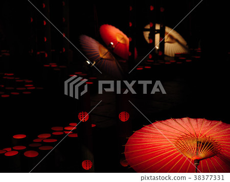 Bamboo lantern and snake eye umbrella 38377331