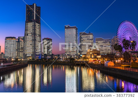 "Kanagawa Prefecture" Yokohama Minatomirai, whole building light up night view 38377392