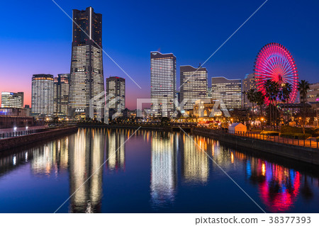 "Kanagawa Prefecture" Yokohama Minatomirai, whole building light up night view 38377393