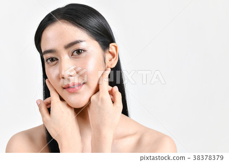 The concept of healthy beautiful woman. Beautiful women keep hea 38378379