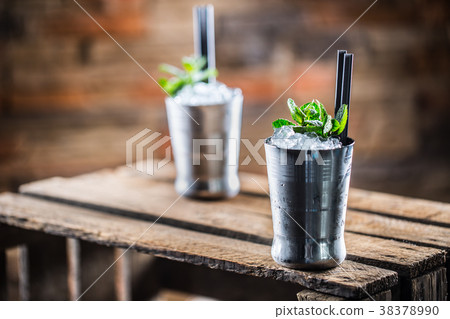 Mint julep cocktail alcoholic drink. Mint julep cocktail alcoholic drink. 38378990