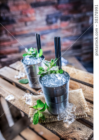 Mint julep cocktail alcoholic drink. Mint julep cocktail alcoholic drink. 38378991