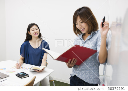 Businessmen meeting business woman working in office Businessmen meeting business woman working in office 38379291