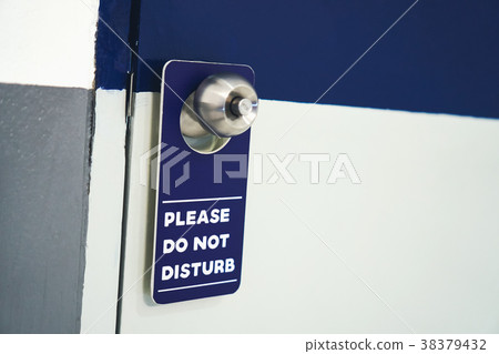 Label please do not disturb white with blue hang. Label please do not disturb white with blue hang. 38379432