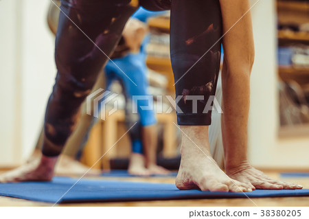 girl doing yoga in the hall 38380205