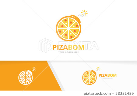 Vector pizza and bomb logo combination. Food and Vector pizza and bomb logo combination. Food and 38381489