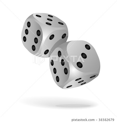 Two white falling dice isolated on white 38382679