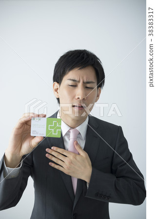 Businessman coming for medical examination with poor health 38383317