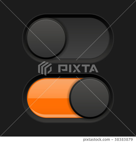 On and Off icons. Black toggle switch interface 38383879