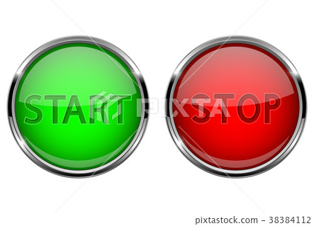 Start and Stop glass buttons. Round shiny green - Stock Illustration ...