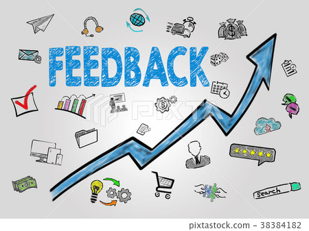 feedback Concept. Arrow with icons on gray background 38384182