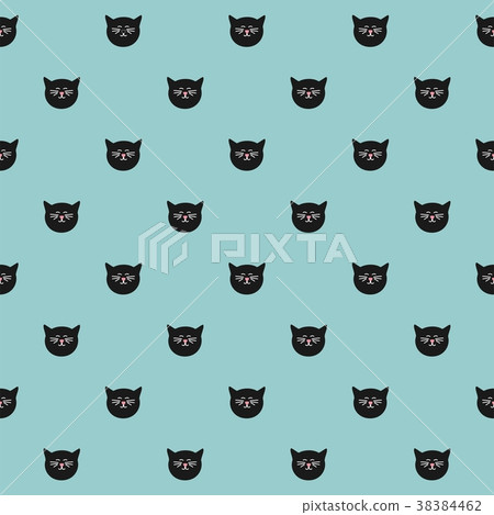 Tile pattern with cats on mint green background 38384462