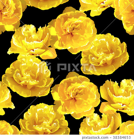 Seamless pattern with fluffy yellow tulips 38384653