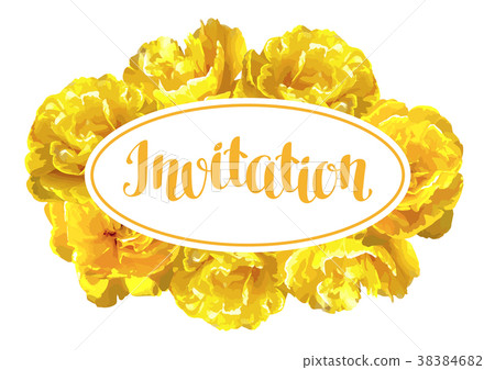 Invitation card fluffy yellow tulips. Beautiful Invitation card fluffy yellow tulips. Beautiful 38384682