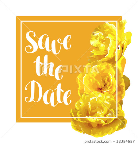 Save the date card with fluffy yellow tulips Save the date card with fluffy yellow tulips 38384687