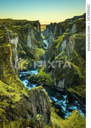 Fjadrargljufur canyon and river in south east Fjadrargljufur canyon and river in south east 38384982