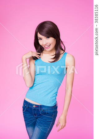 woman smile happily to you 38385116