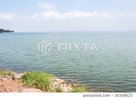 Tranquil lake of the reservoir. Tranquil lake of the reservoir. 38389025