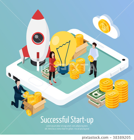 Cryptocurrency Successful Startup Isometric Cryptocurrency Successful Startup Isometric 38389205