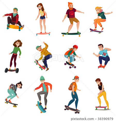 Skateboarders Characters Set 38390979