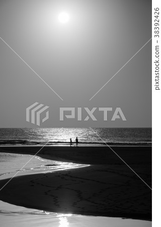 情侶在海邊戀人永安漁港台灣日落海灘 情侶在海邊戀人永安漁港台灣日落海灘 38392426