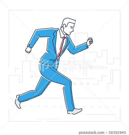Businessman running - line design style isolated Businessman running - line design style isolated 38392943