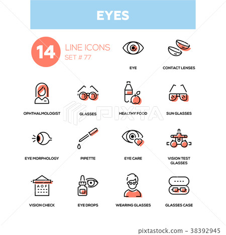 Eyes - line design icons set 38392945