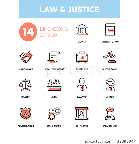 Law and justice - line design icons set Law and justice - line design icons set 38392947