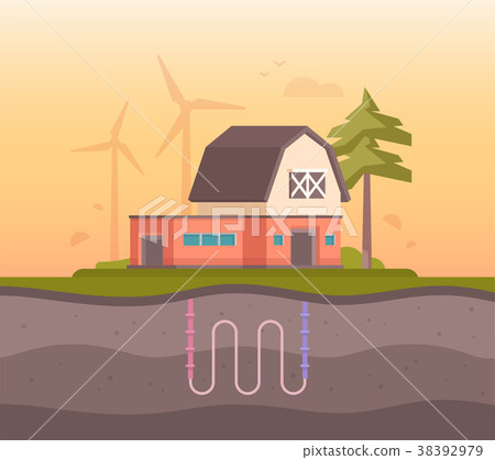 Farm house with sewage system - modern flat design 38392979