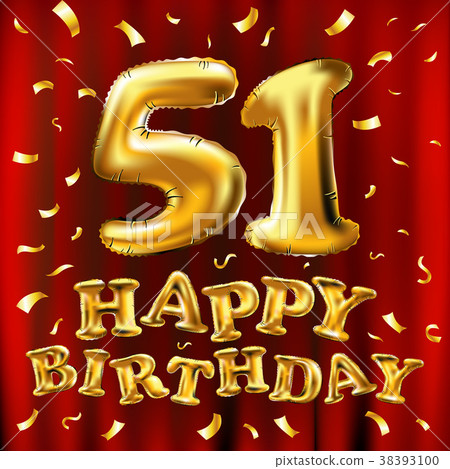 vector happy birthday 51th gold balloons confetti vector happy birthday 51th gold balloons confetti 38393100