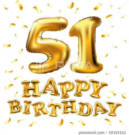 vector happy birthday 51th gold balloons confetti vector happy birthday 51th gold balloons confetti 38393102