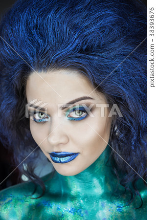 Portrait of a beautiful mermaid girl. Wet skin 38393676